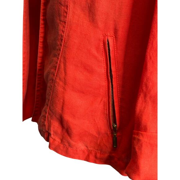 Chico’s orange linen open front moto jacket size 2 - large - Picture 11 of 15